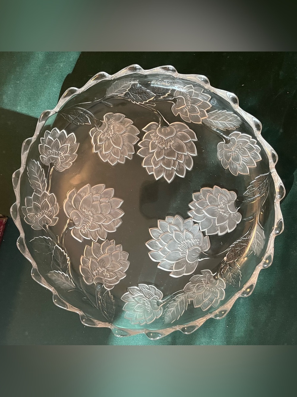 Crystal Clear Studios Chrysanthemum Frosted Round Platter